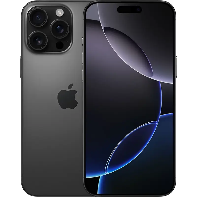 Apple iPhone 16 Pro Max 256 Go Titane Noir avec écran OLED 6,9” et triple capteur photo 48 MP.