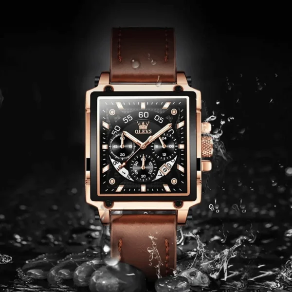 OLEVS Montre Homme Luxe – Cuir Véritable & Chronographe